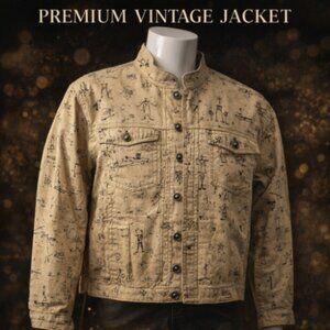 Christopher & Banks  Tan Stretch Dog Print Jacket  Women's Size  Small 2007